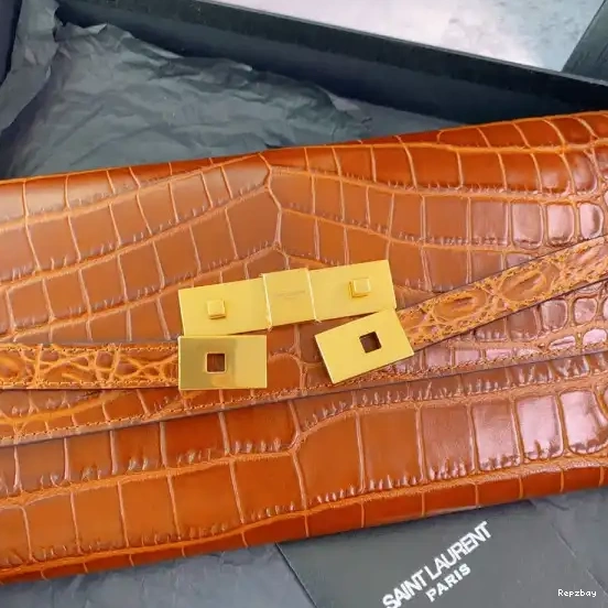 Rep ladies REP IN YSL MANHATTAN CROCODILE-EMBOSSED CLUTCH LEATHER 0515